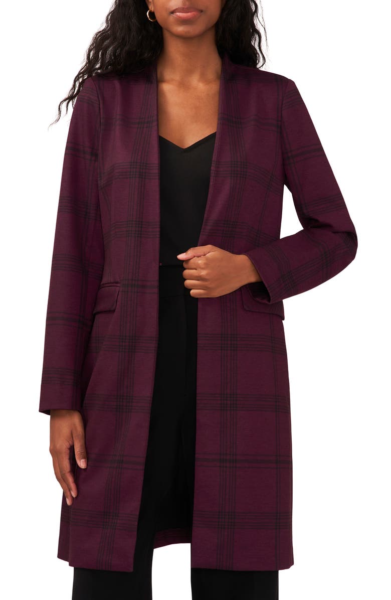 Halogen<sup>®</sup> Windowpane Plaid Topper Coat, Main, color, Grape Wine