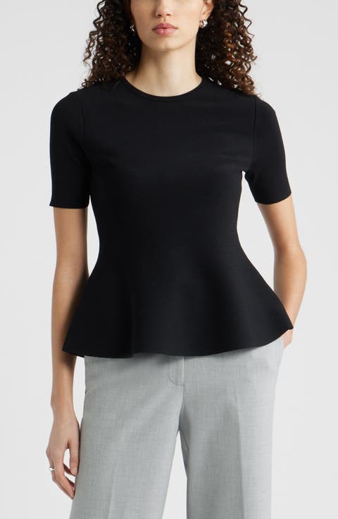 Short Sleeve Peplum Sweater