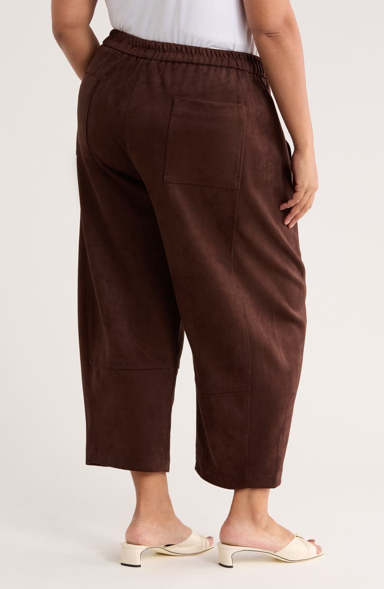 MAX STUDIO Faux Suede Barrel Pants, Alternate, color, Dark Brown