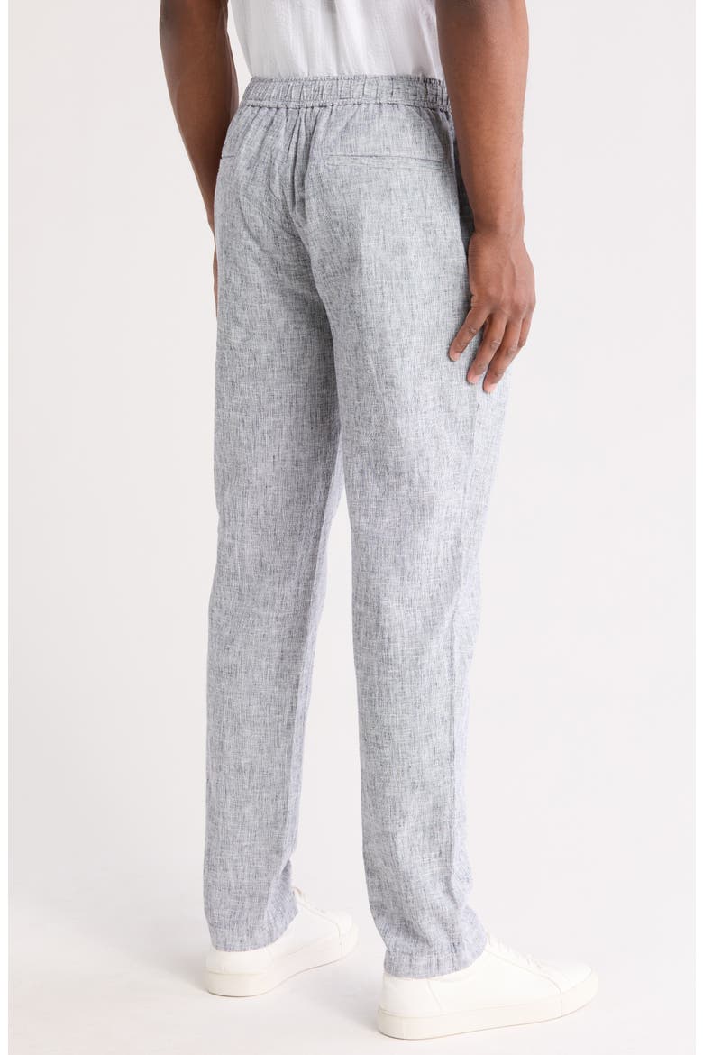 Elastic Waist Linen Blend Trim Fit Pants, Alternate, color, NAVY BLAZER- WHITE EOE
