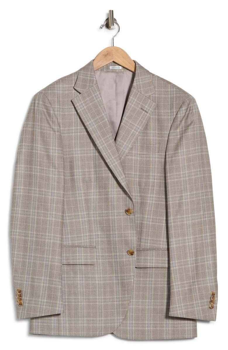 Peter Millar Tan Plaid Wool Blend Sport Coat, Alternate, color, Tan