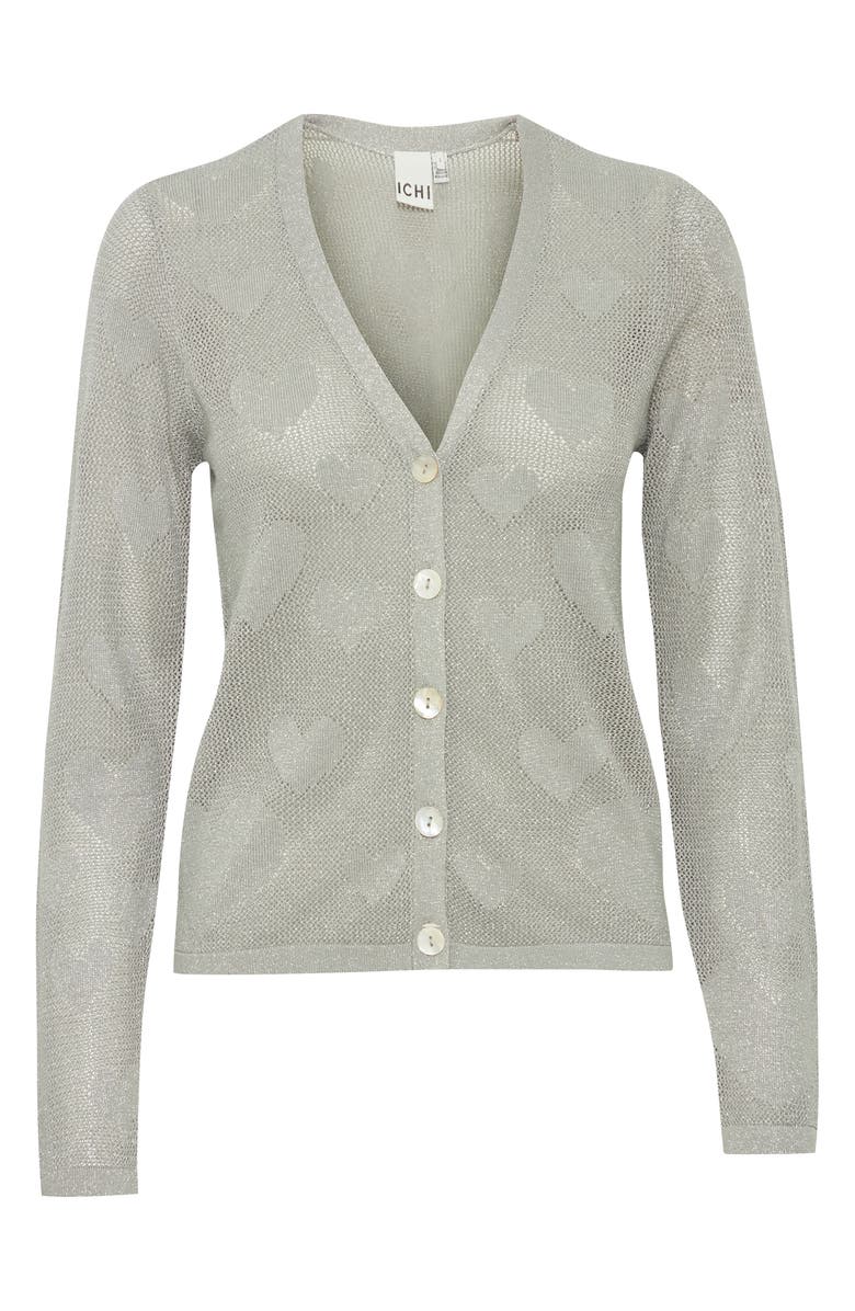 ICHI Heart Detail Cardigan, Main, color, Silver