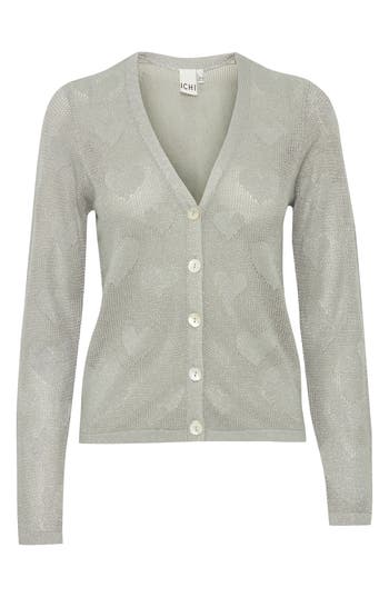 Ichi Heart Detail Cardigan In Silver