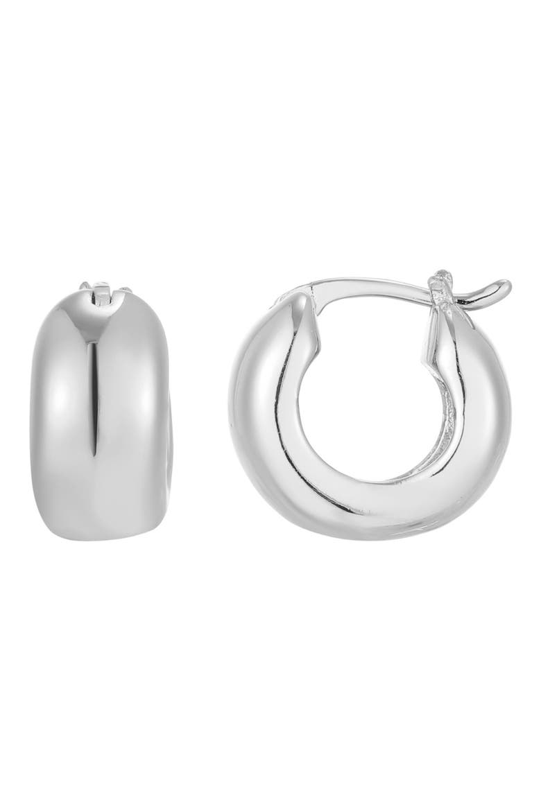 Wide Huggie Hoop Earrings, Main, color, SILVER