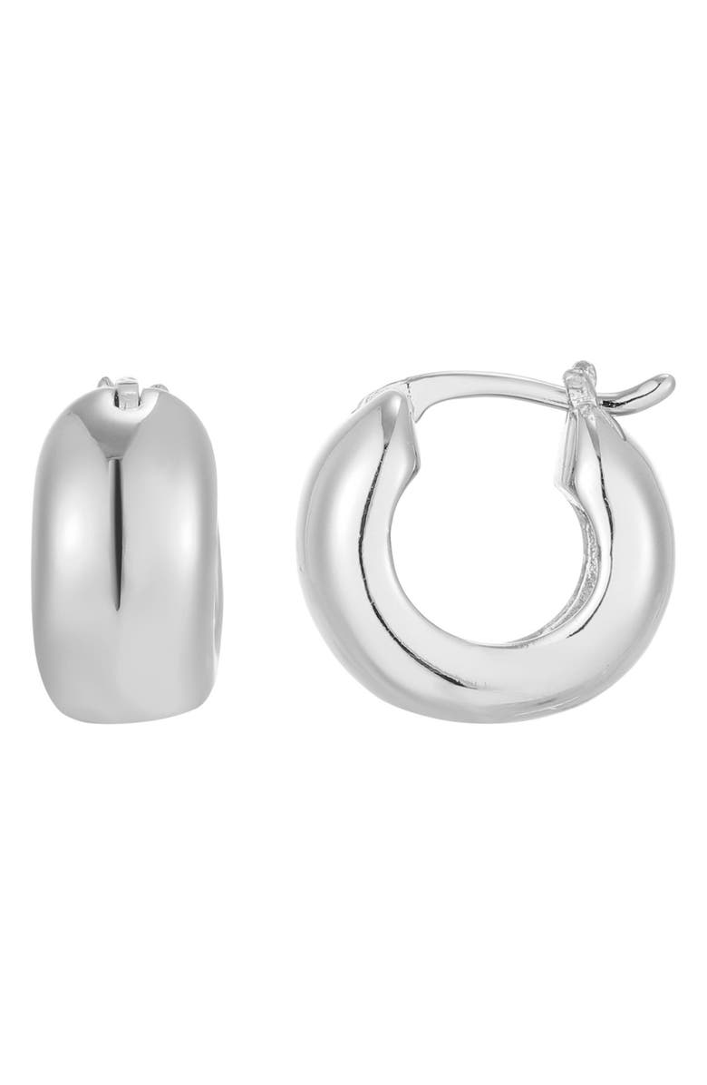 Adornia Wide Huggie Hoop Earrings, Main, color, Silver