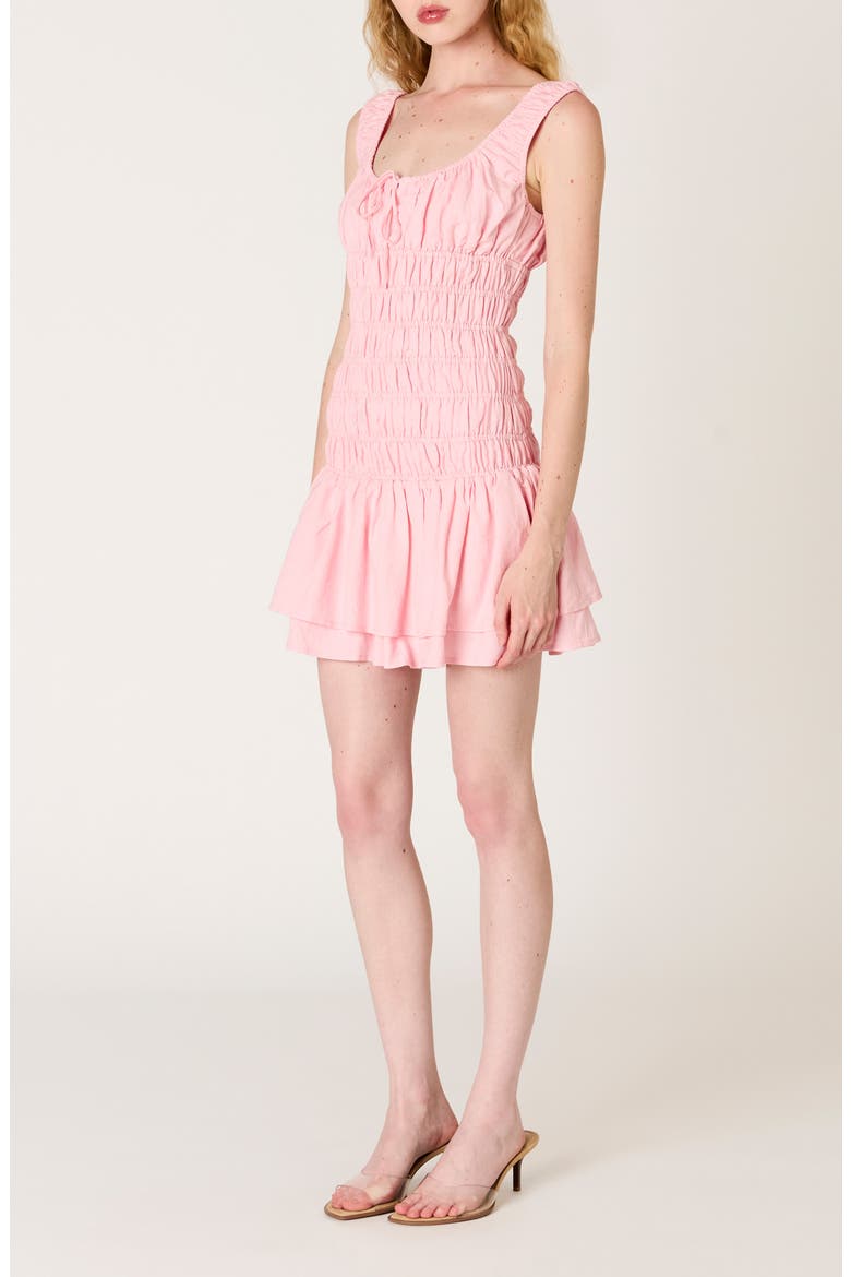 Lirio Smock Bodice Linen Blend Minidress, Alternate, color, BLUSH