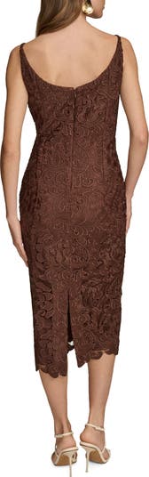 【Donna Karan New York】Lace-Trim Sheath Dress Donna Karan New York Embroidered Lace Midi Sheath Dress