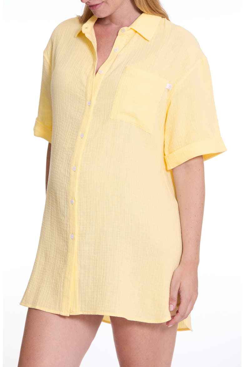 Ice Cream Organic Cotton Gauze Maternity Sleep Shirt, Main, color, VANILLA