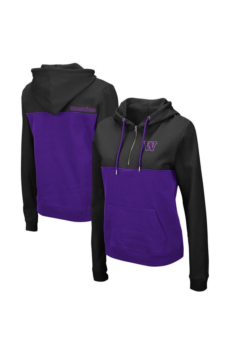 COLOSSEUM Women's Colosseum Black/Purple Washington Huskies Aidan Lightweight Half-Zip Hoodie, Alternate, color, 