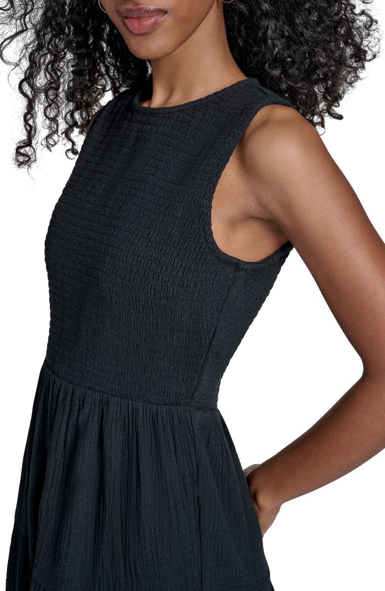 Smocked Sleeveless Tiered Cotton Gauze Maxi Dress