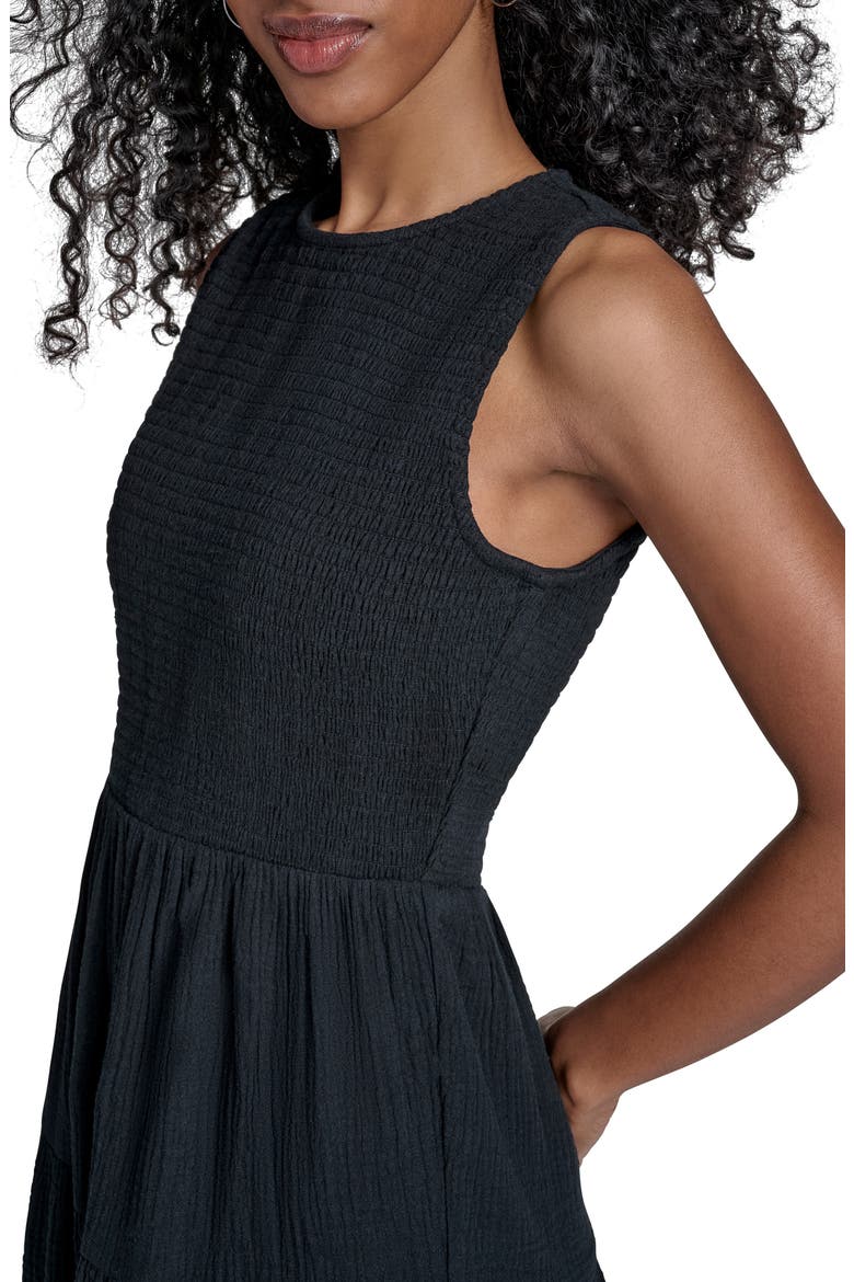 calvin klein smocked sleeveless tiered cotton gauze maxi dress Calvin Klein Women's Split-Neck Tiered Maxi Dress - Meadow