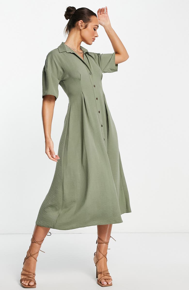 ASOS DESIGN Button-Up Midi Shirtdress, Alternate, color, 