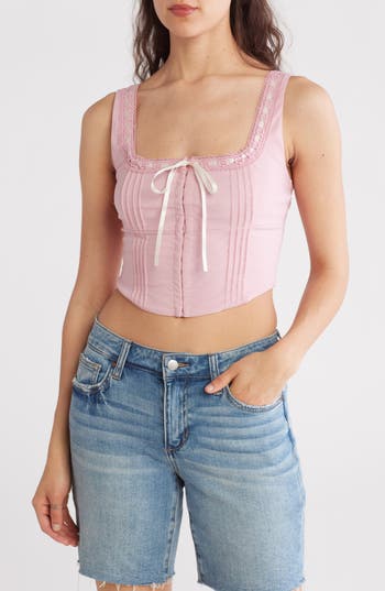 BLU PEPPER BLU PEPPER FRONT TIE LACE CORSET TANK