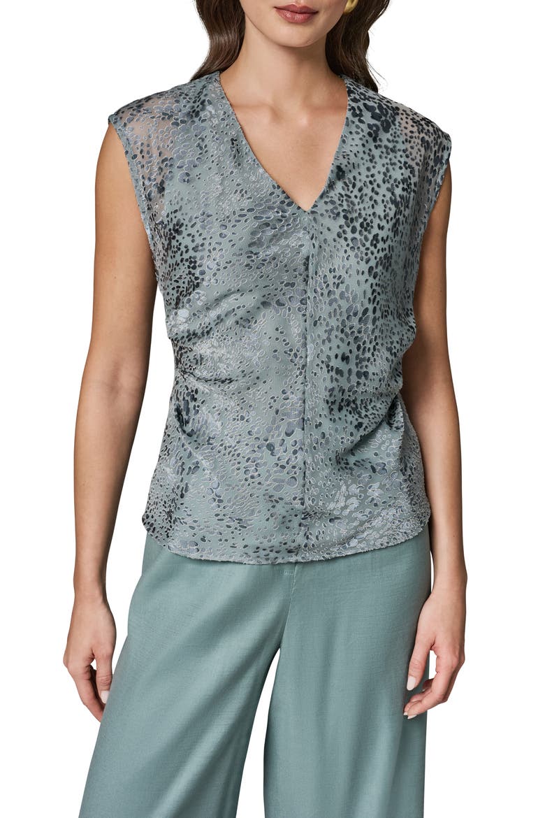 Dot Burnout V-Neck Top, Main, color, WATERLILY COMBO