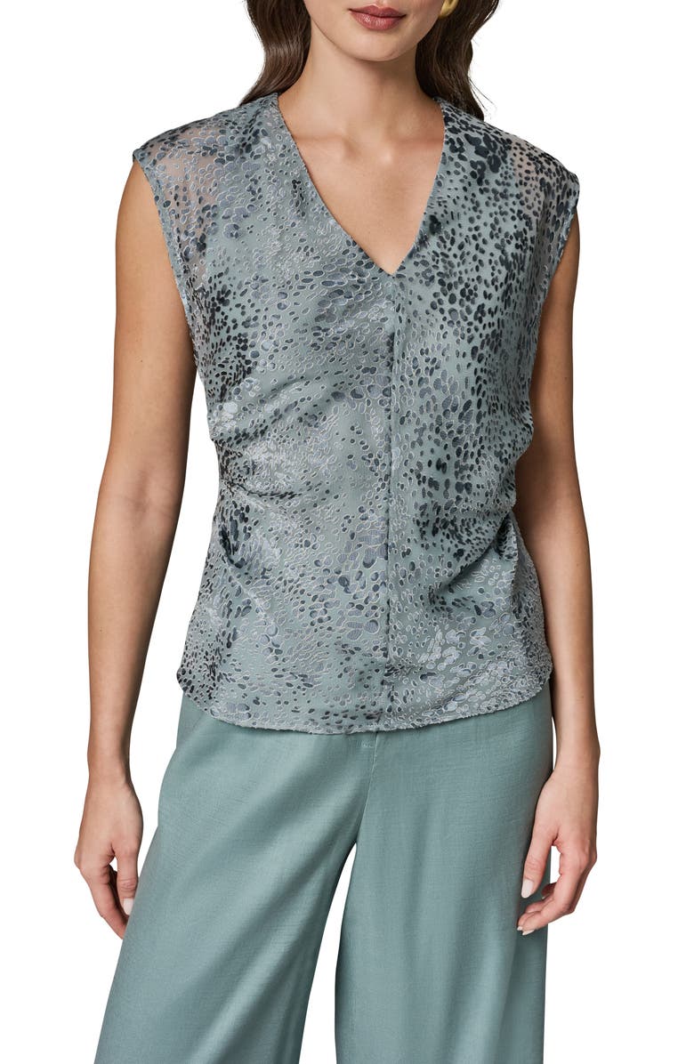 Donna Karan New York Dot Burnout V-Neck Top, Main, color, 