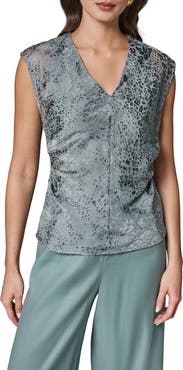 Donna Karan New York Dot Burnout V-Neck Top