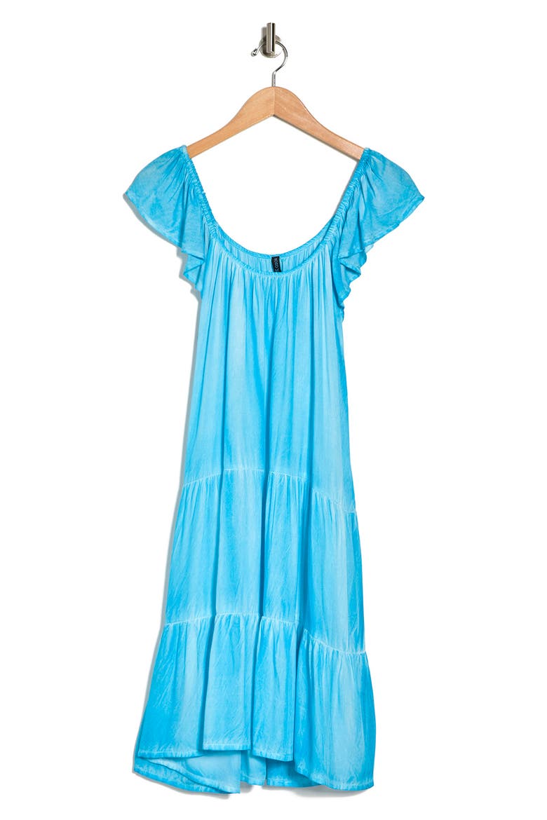 Tiered Off-the-Shoulder Dress, Alternate, color, TURQ