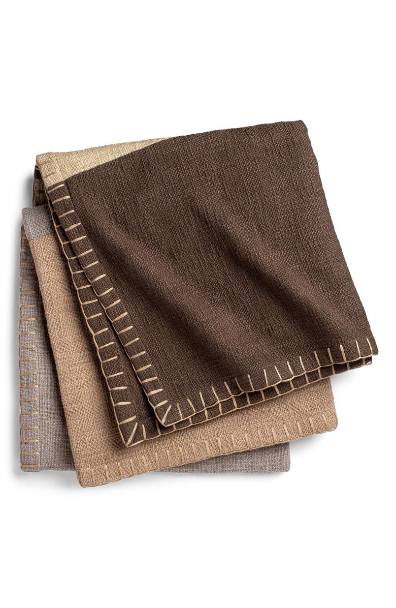 CRANE HOME Stitchscape Fringe Throw Blanket, Main, color, Brown