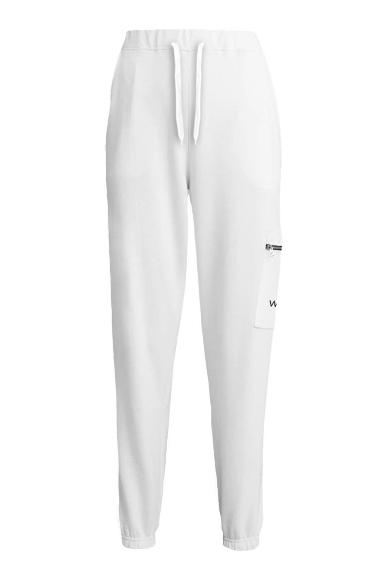Whte Zip Pocket Sweatpants, Alternate, color, White