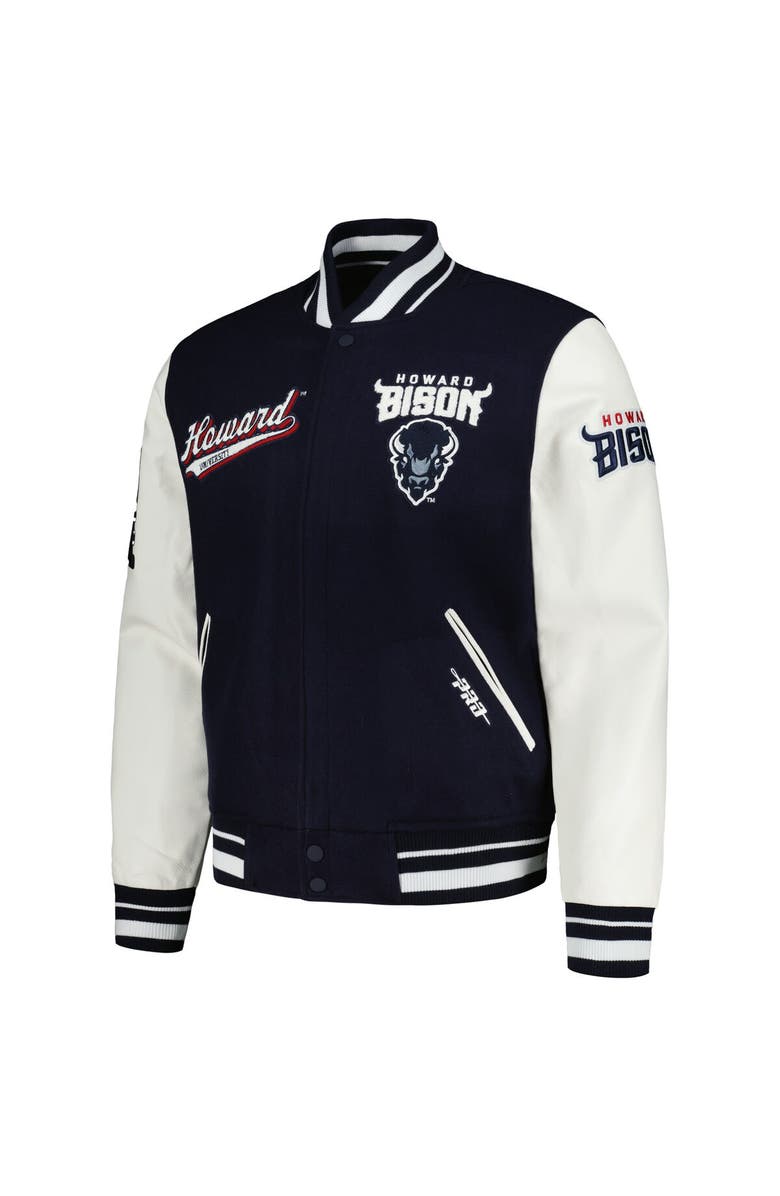 PRO STANDARD Men's Pro Standard Navy Howard Bison Script Wool Full-Zip Varsity Jacket, Alternate, color,