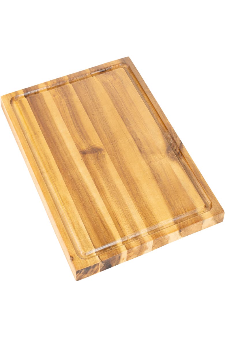 Eldridge Medium Handcrafted Acacia Wood Grain Thick Reversible Cutting Board with Juice Grooves, Main, color, Natural