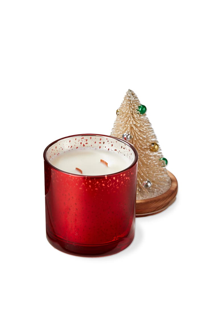 Cedar Fireplace Bottle Brush Candle Red Wax Christmas Scent, Main, color, Red