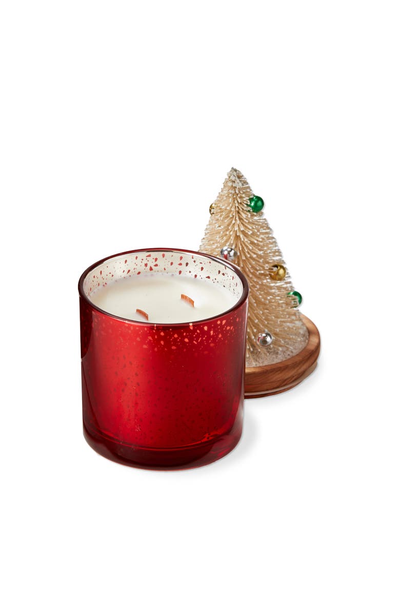 tag Cedar Fireplace Bottle Brush Candle Red Wax Christmas Scent, Main, color, Red