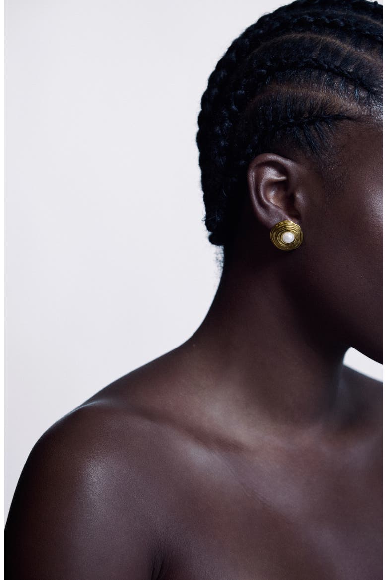 Lumiere Bloom Pearl Drop Earrings, Alternate, color, Gold