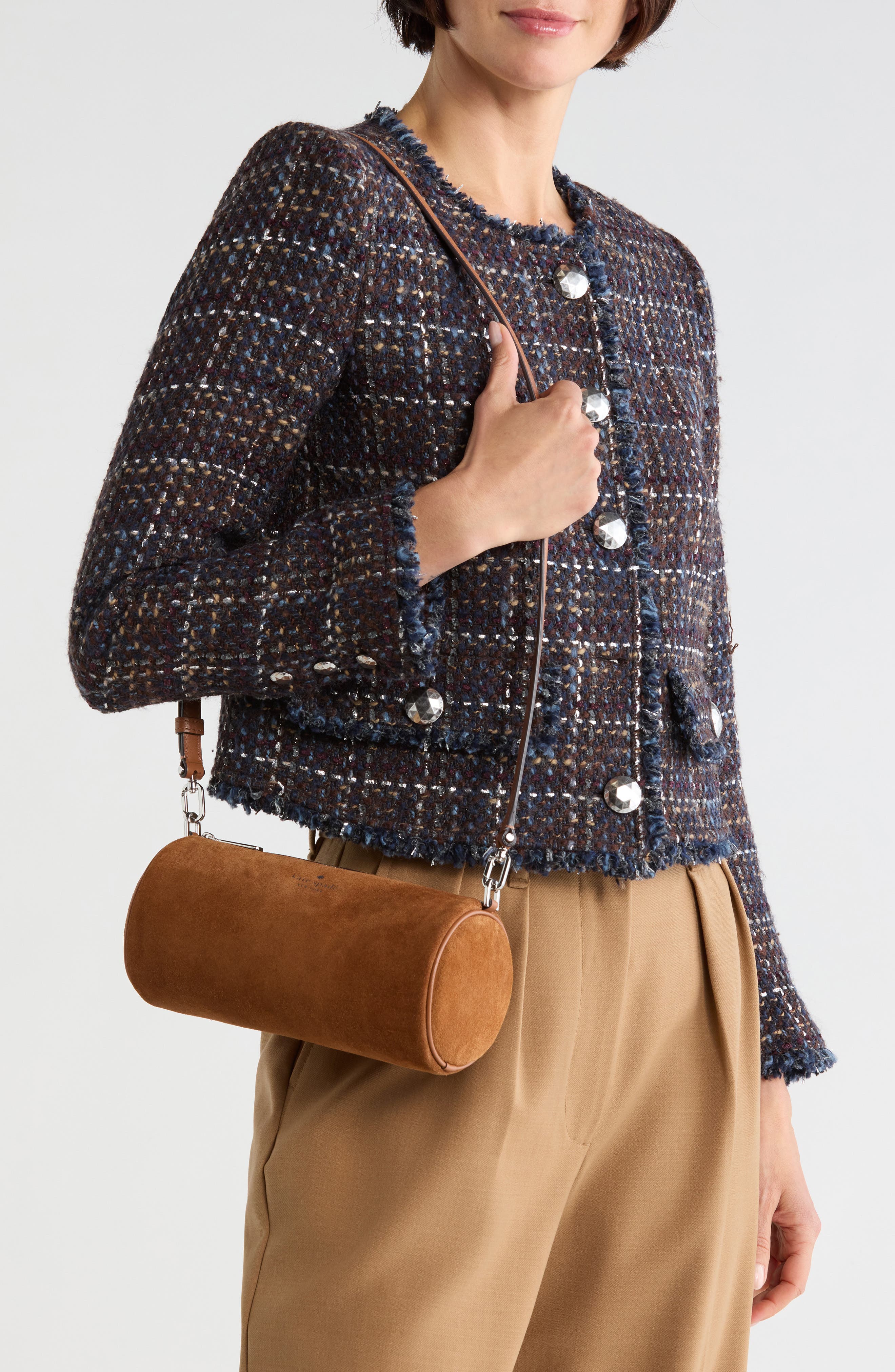 Mini Convertible Suede Crossbody Bag, Alternate, color, WARM GINGERBREAD