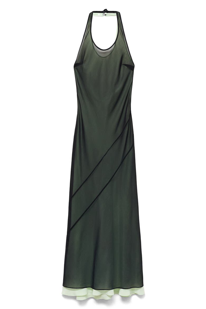 Sheer Layered Halter Dress, Alternate, color, BLACK