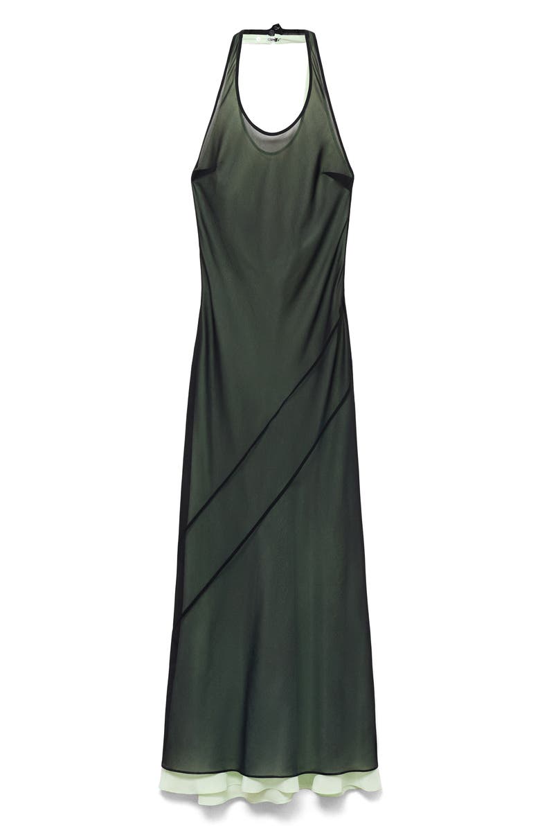 MANGO Sheer Layered Halter Dress, Alternate, color, Black