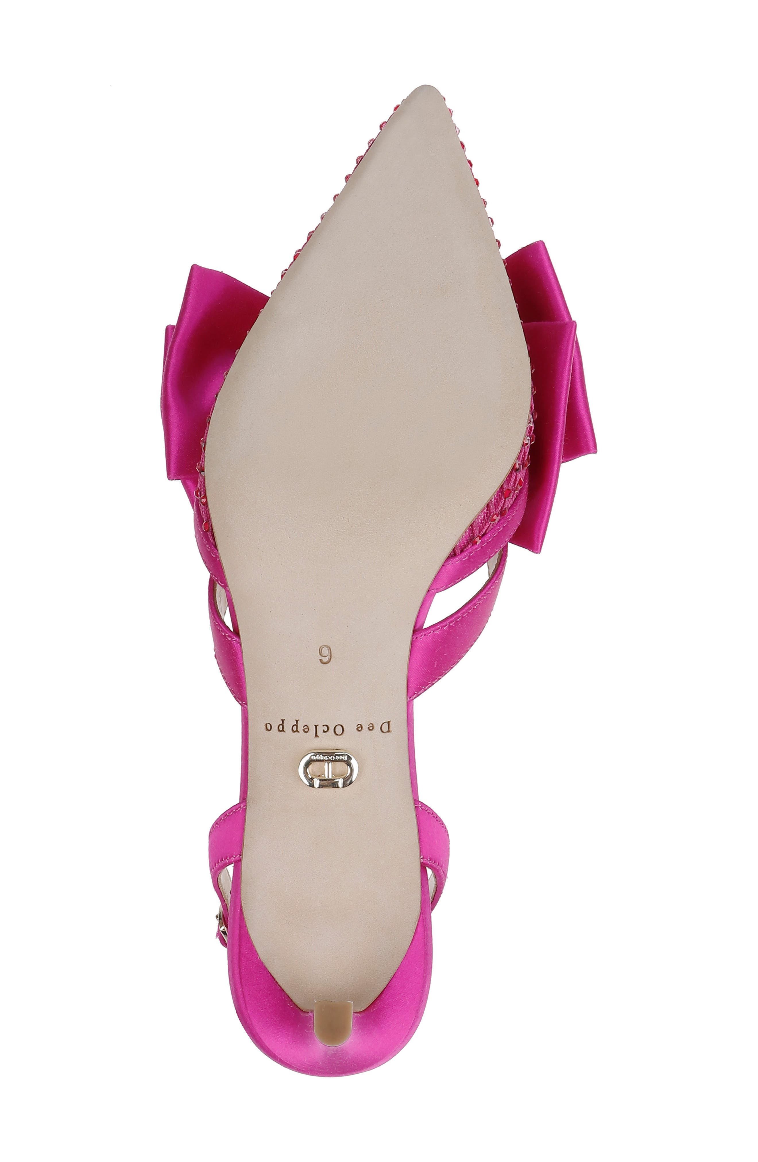 Dee Ocleppo Brazil Crystal Bow Slingback Pump, Alternate, color, Pink Satin