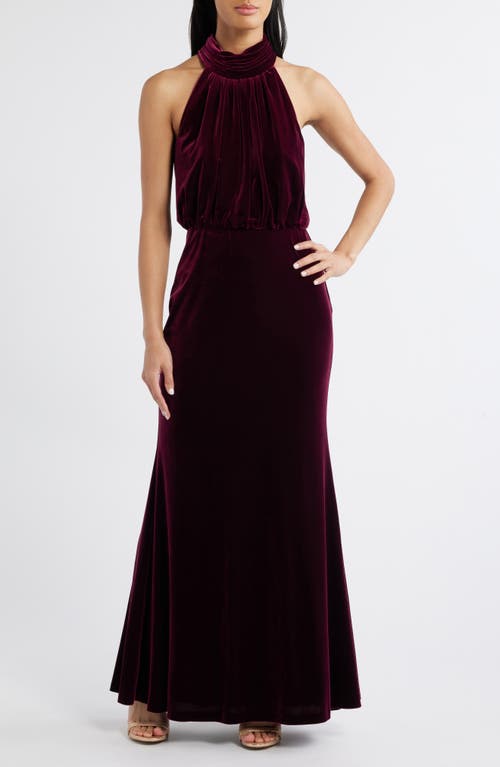 Eliza J Mock Neck Blouson Gown in Wine 