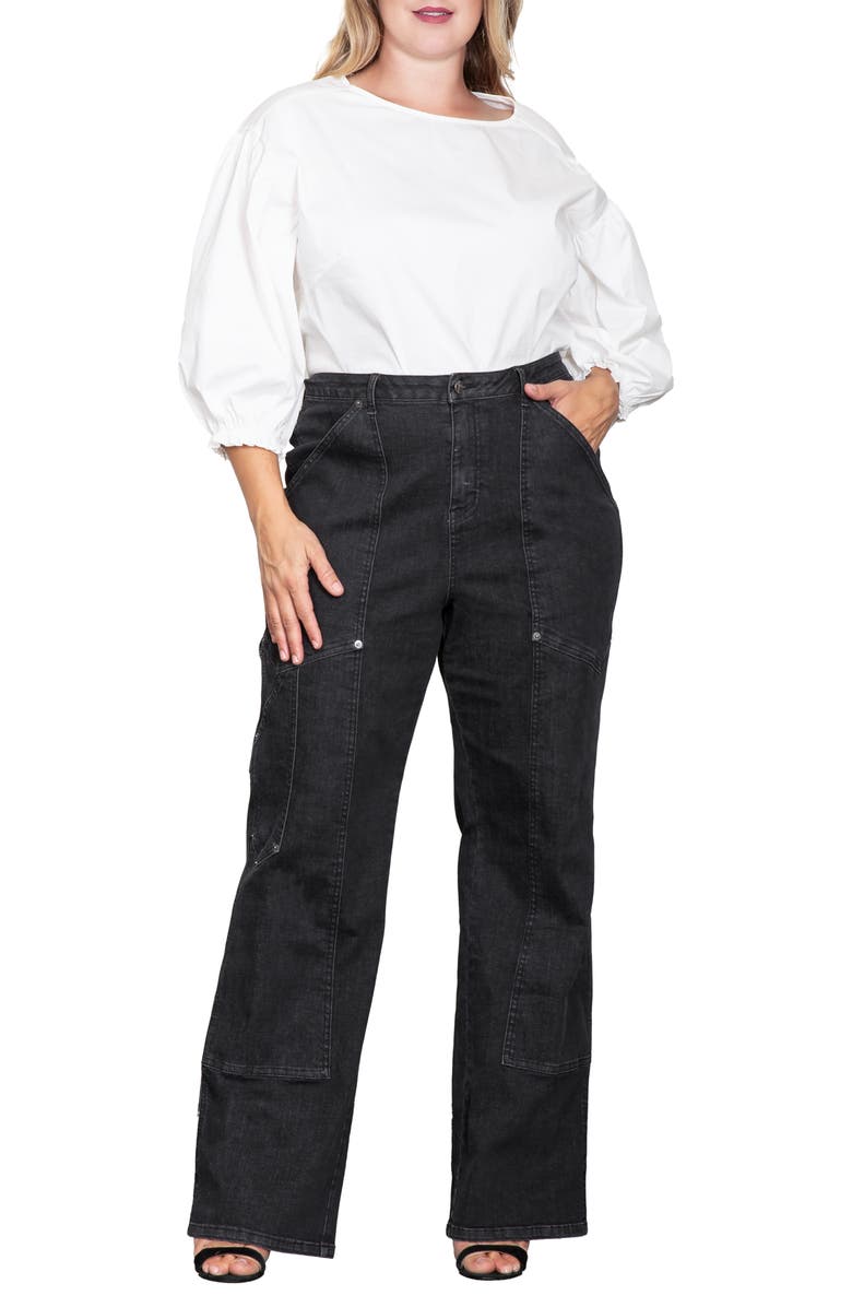 Standards & Practices Workwear High Waist Jeans, Alternate, color, Rinse Black