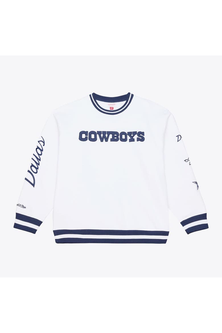 Men's Mitchell & Ness White Dallas Cowboys White Out Fleece Sweatshirt, Main, color, White
