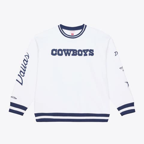 Men's Mitchell & Ness White Dallas Cowboys White Out Fleece Sweatshirt