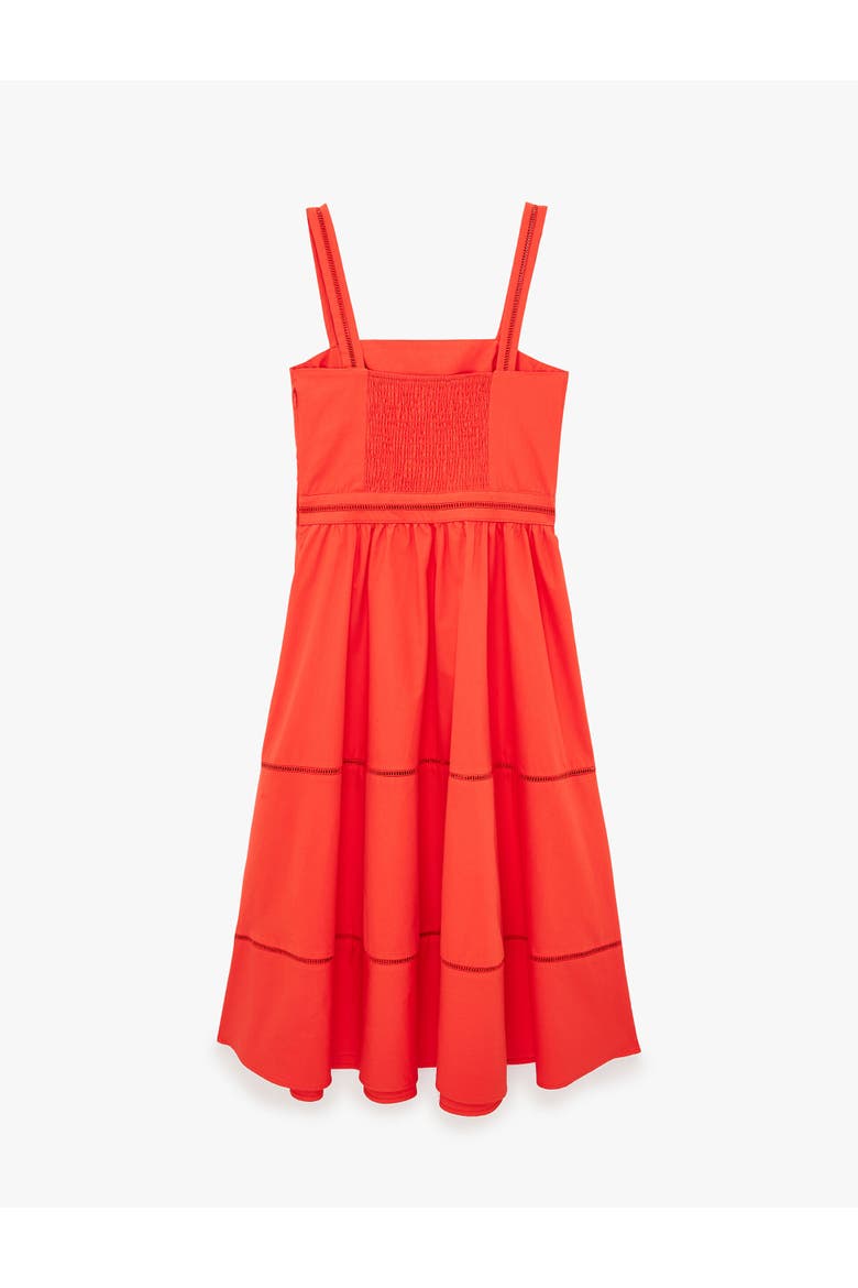 Square Neck Lace Detail Cotton Strappy Dress, Alternate, color, RED