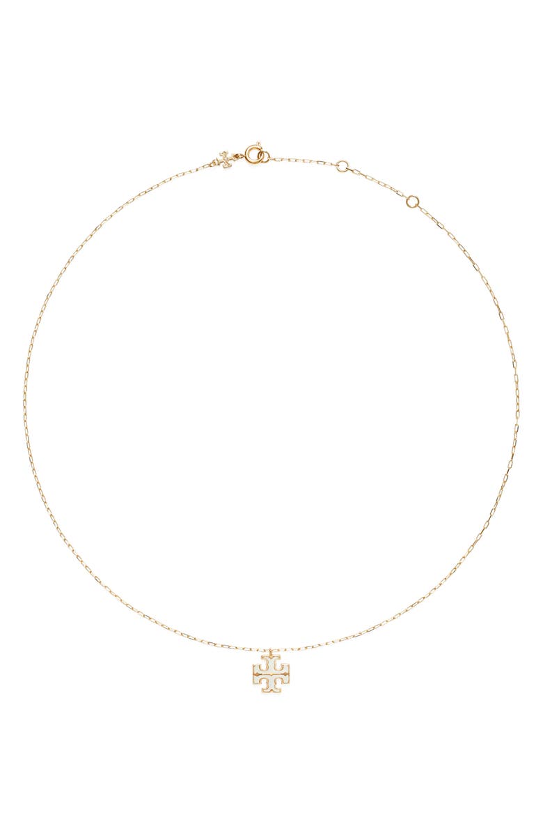 Tory Burch Moondance Mother of Pearl Pendant Necklace, Alternate, color, Tory Gold