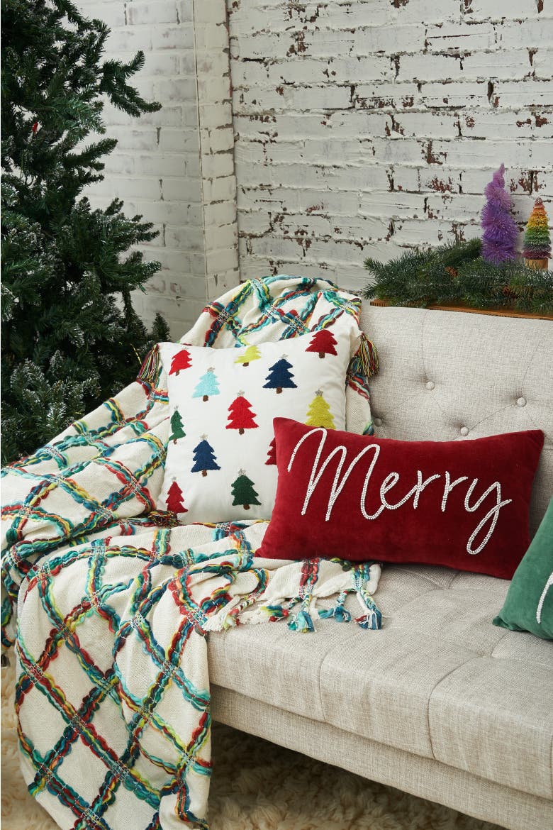 50" x 60" Mimi Winter Cotton Woven Throw Blanket with Fringe, All Seasons Decor, Alternate, color, Blue