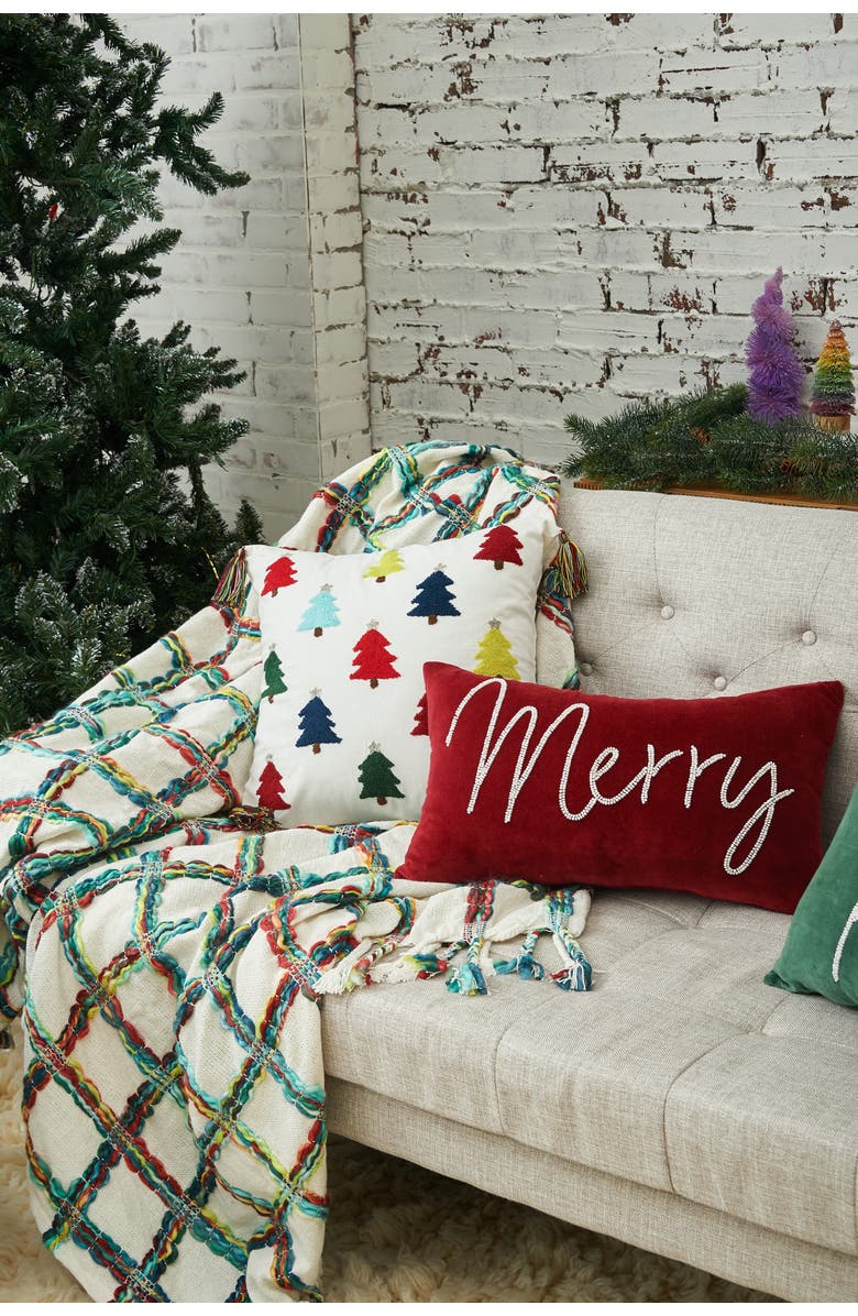 carol & frank Mimi Winter Woven Throw Pillow, 22" x 22", Alternate, color, Blue