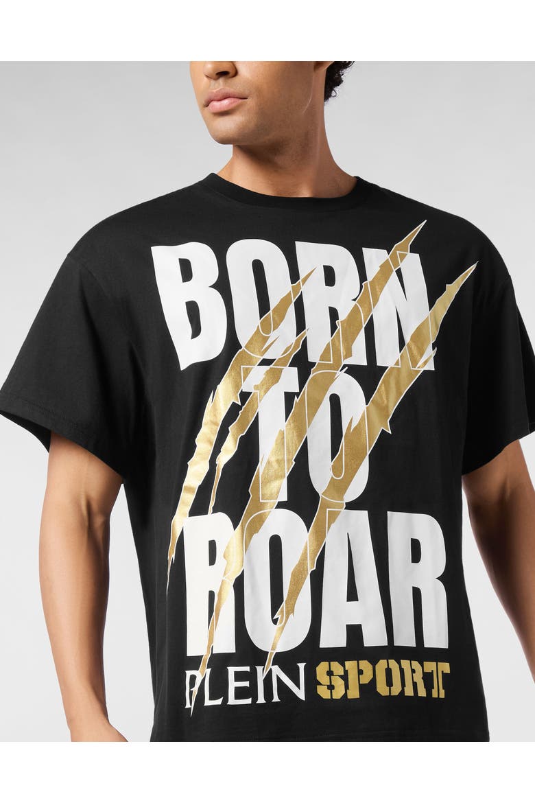 T-Shirt Round Neck Ss Scratch Men, Alternate, color, black/lightgold