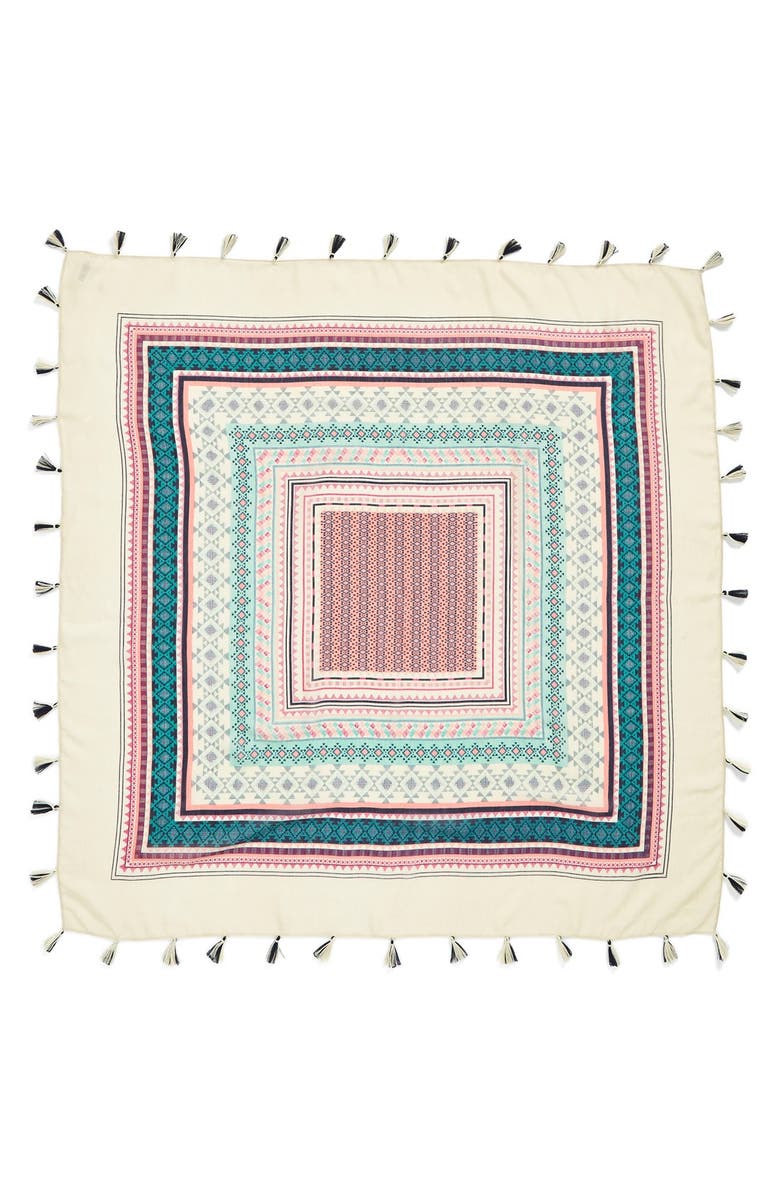 BP. Geo Print Tassel Square Scarf, Alternate, color, 