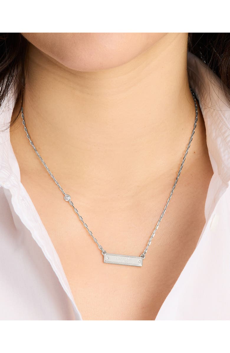 Kate Spade New York sam icon bar necklace, Alternate, color, Clear/ Silver.