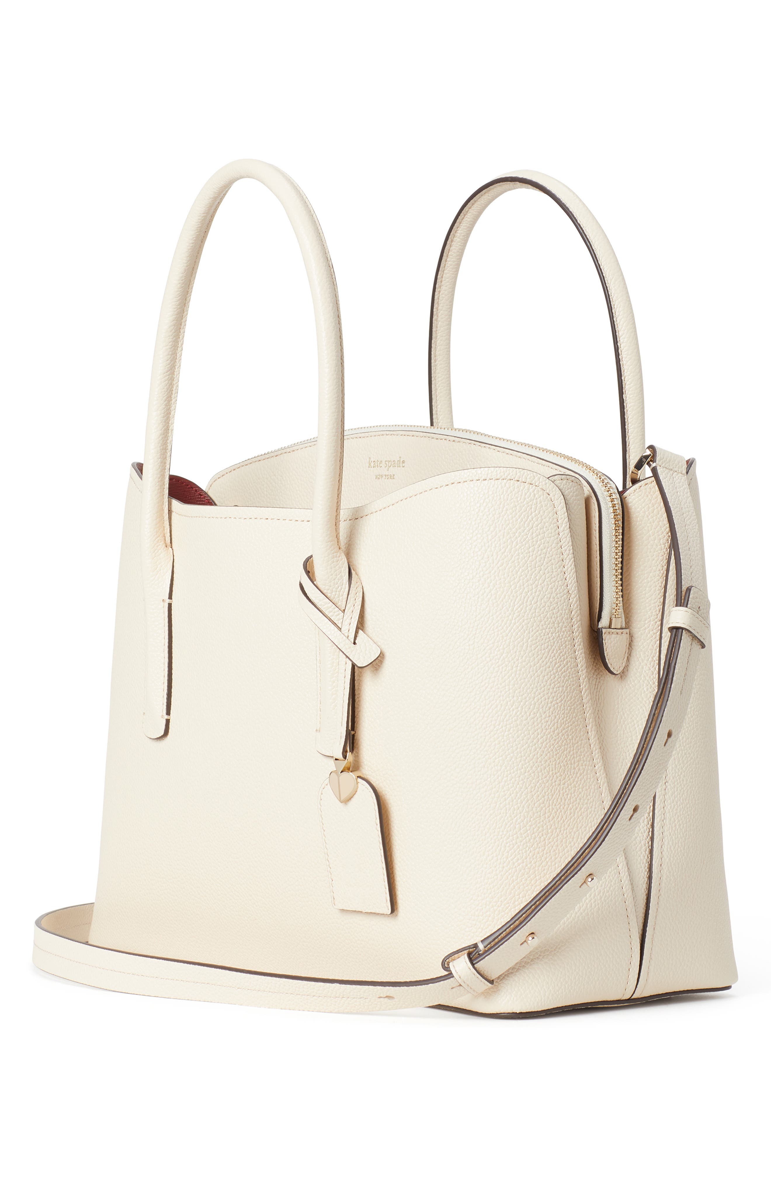 large margaux leather satchel, Alternate, color, BARE