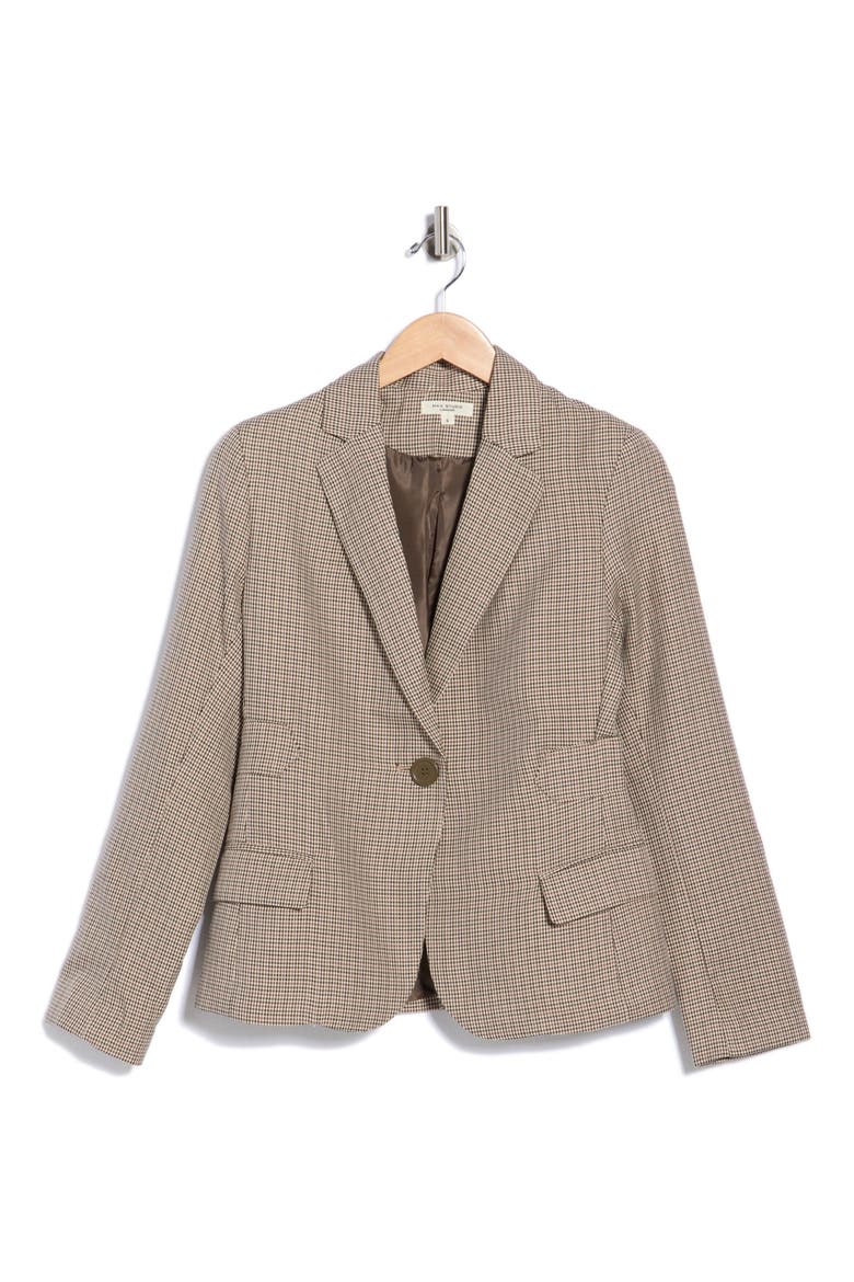 Plaid One Button Fitted Blazer, Main, color, OATMEAL/ HUNTER PLAID