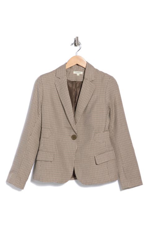 Plaid One Button Fitted Blazer