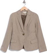 MAX STUDIO Plaid One Button Fitted Blazer