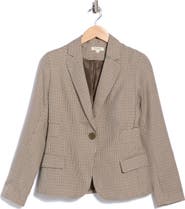 MAX STUDIO Plaid One Button Fitted Blazer