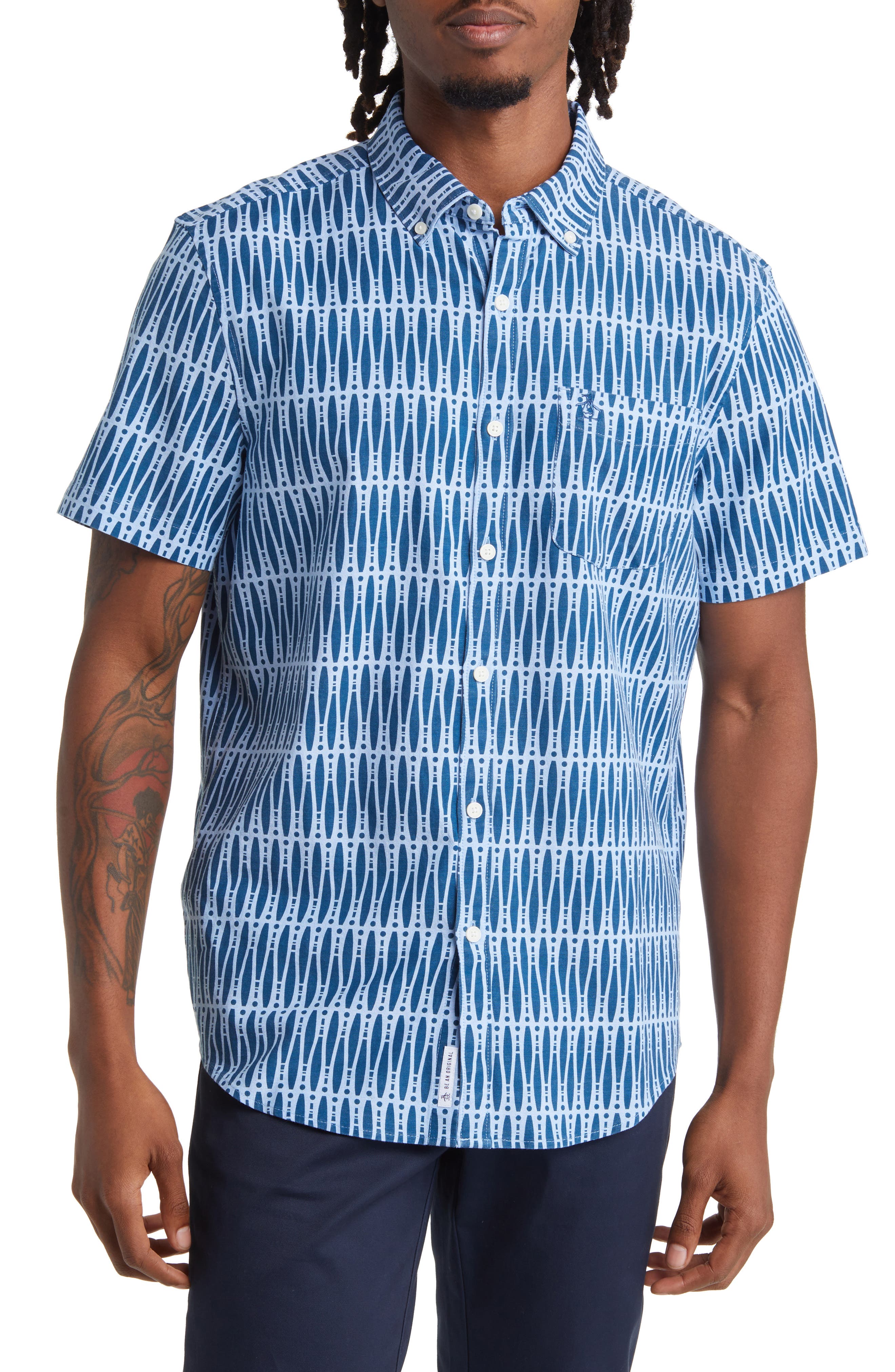 Original Penguin Bowling Print Short Sleeve Oxford Button-Down Shirt ...