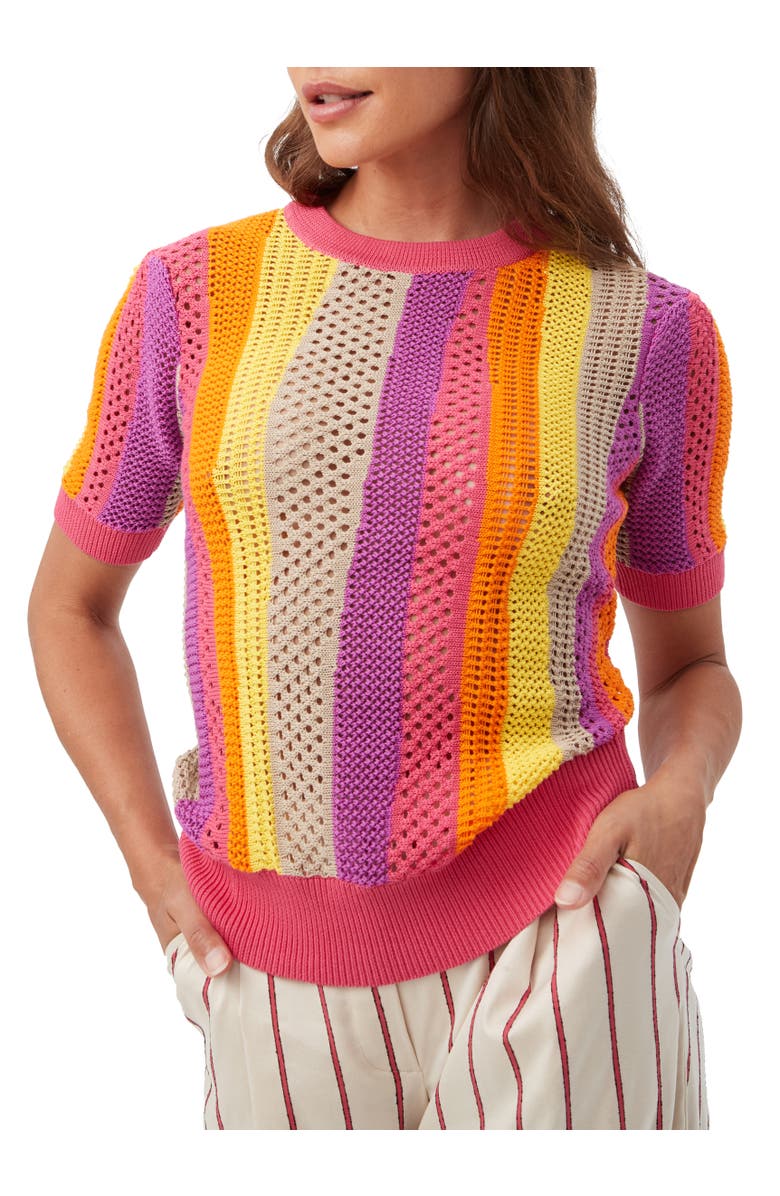 Trina Turk Marbella Open Knit Striped Pullover, Alternate, color,